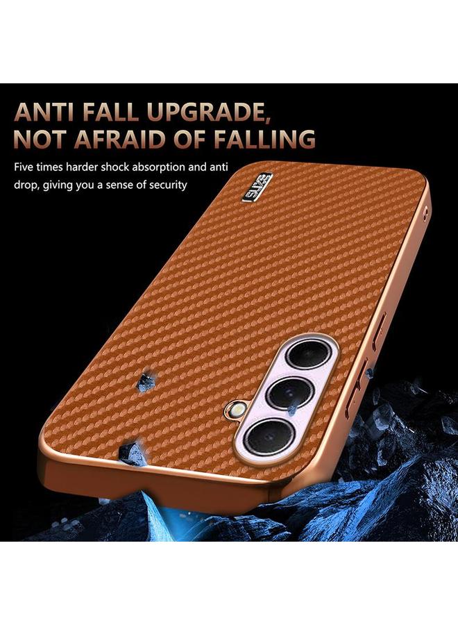 erorex Case For Samsung Galaxy A56 5G Electroplated Edge Carbon Fiber Texture Phone Case - Image 4