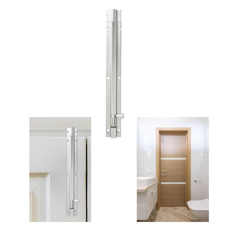 Godrej Locking Solutions and Systems Godrej Tower Bolt Suitable for Left Right Handed Inside Outside Opening Doors Size 10 Inch Stainless Steel Material Satin Finish Pack of 2  - Image 1