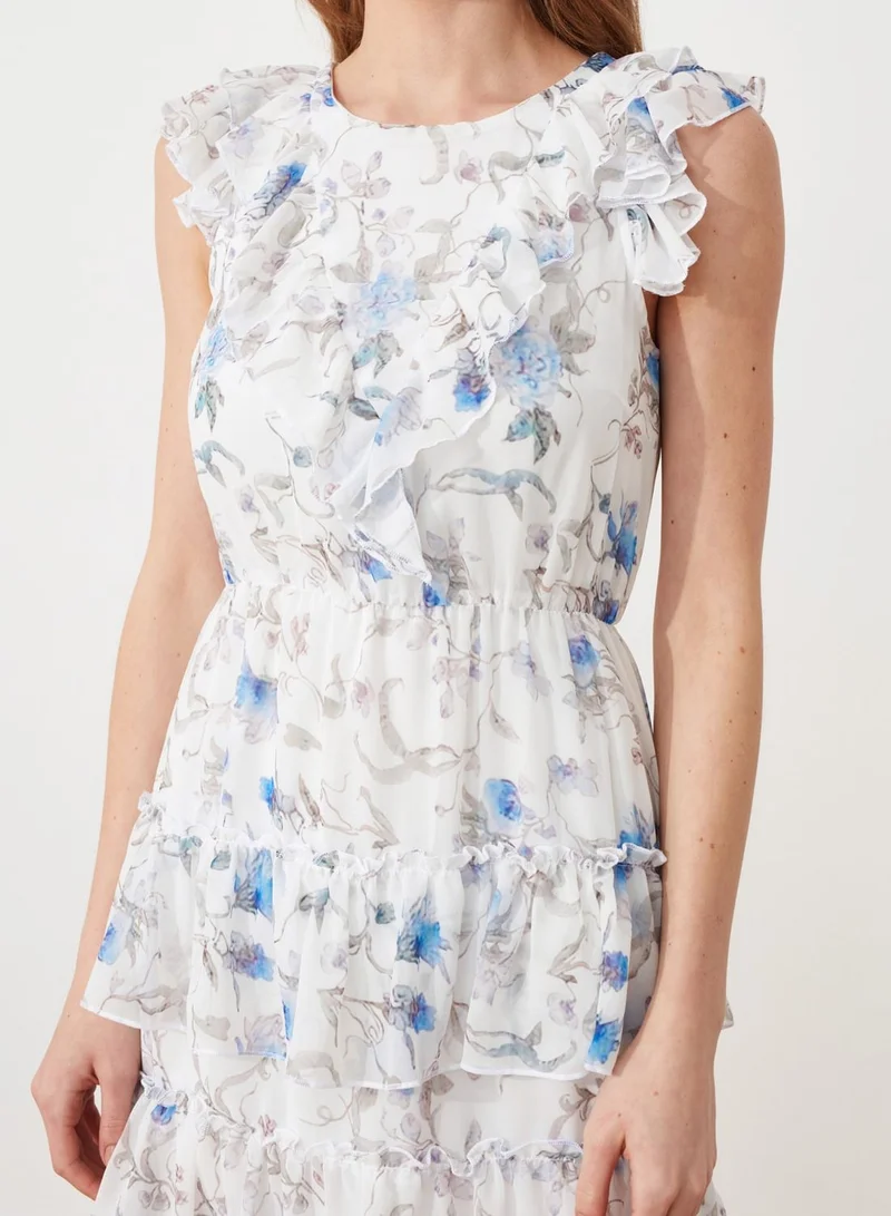 trendyol Crew Neck Printed Dress