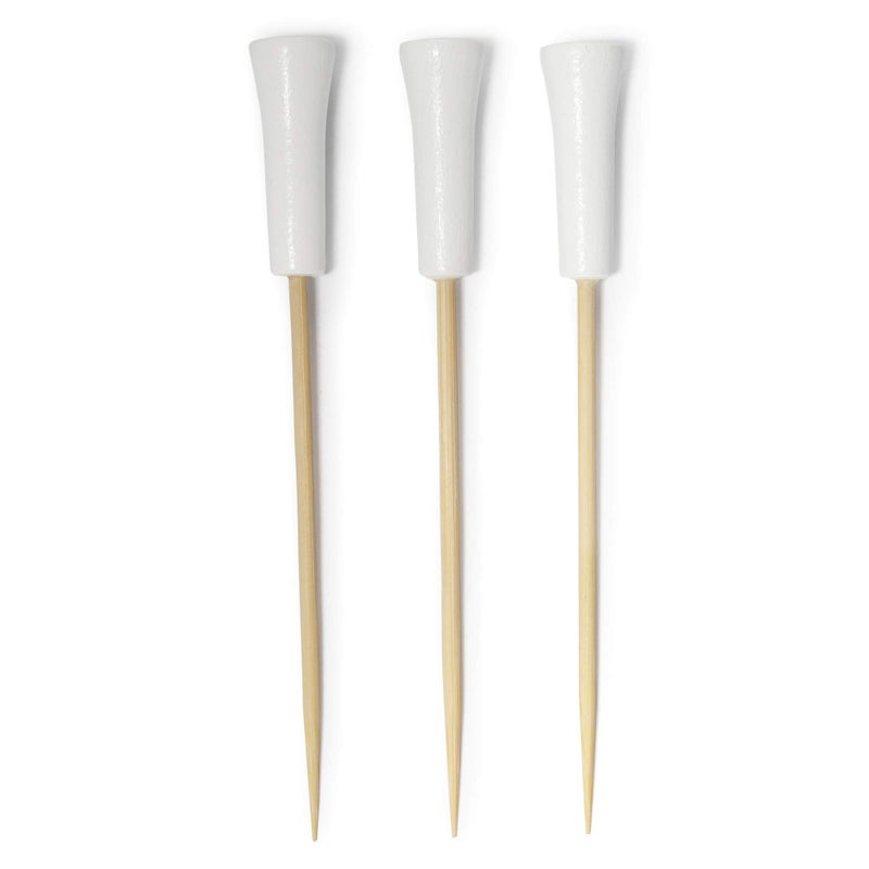 BambooMN BambooMN Decorative Golf Tee Bamboo Cocktail Sandwich Skewer Picks  425  White  100 Pieces