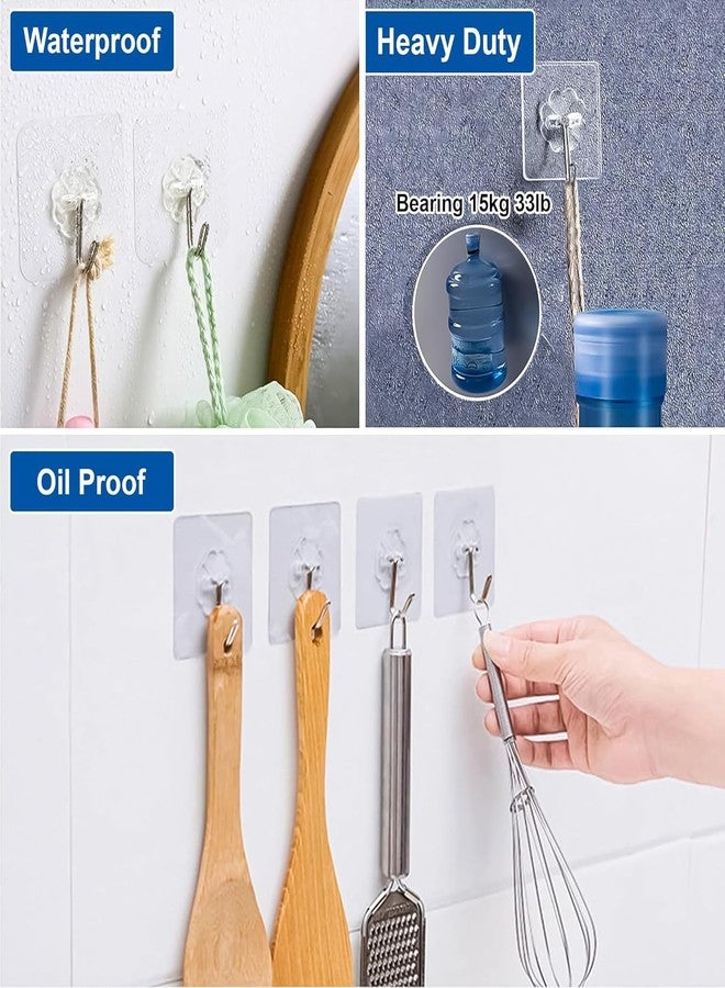 Eightiz 10 Pcs Flower Hook PVC Heavy Duty Self Adhesive Stainless Hooks, Transparent Waterproof and Oilproof Wall Hooks for Kitchen Bathroom Shower Door Outdoor Home Improvement Utility Hook - Image 2