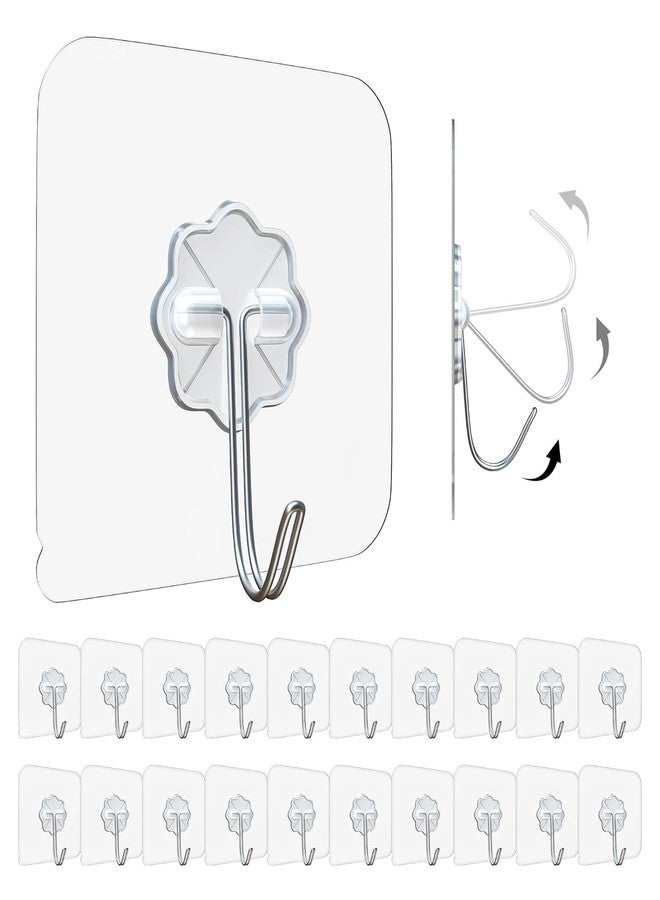 Eightiz 10 Pcs Flower Hook PVC Heavy Duty Self Adhesive Stainless Hooks, Transparent Waterproof and Oilproof Wall Hooks for Kitchen Bathroom Shower Door Outdoor Home Improvement Utility Hook - Image 1