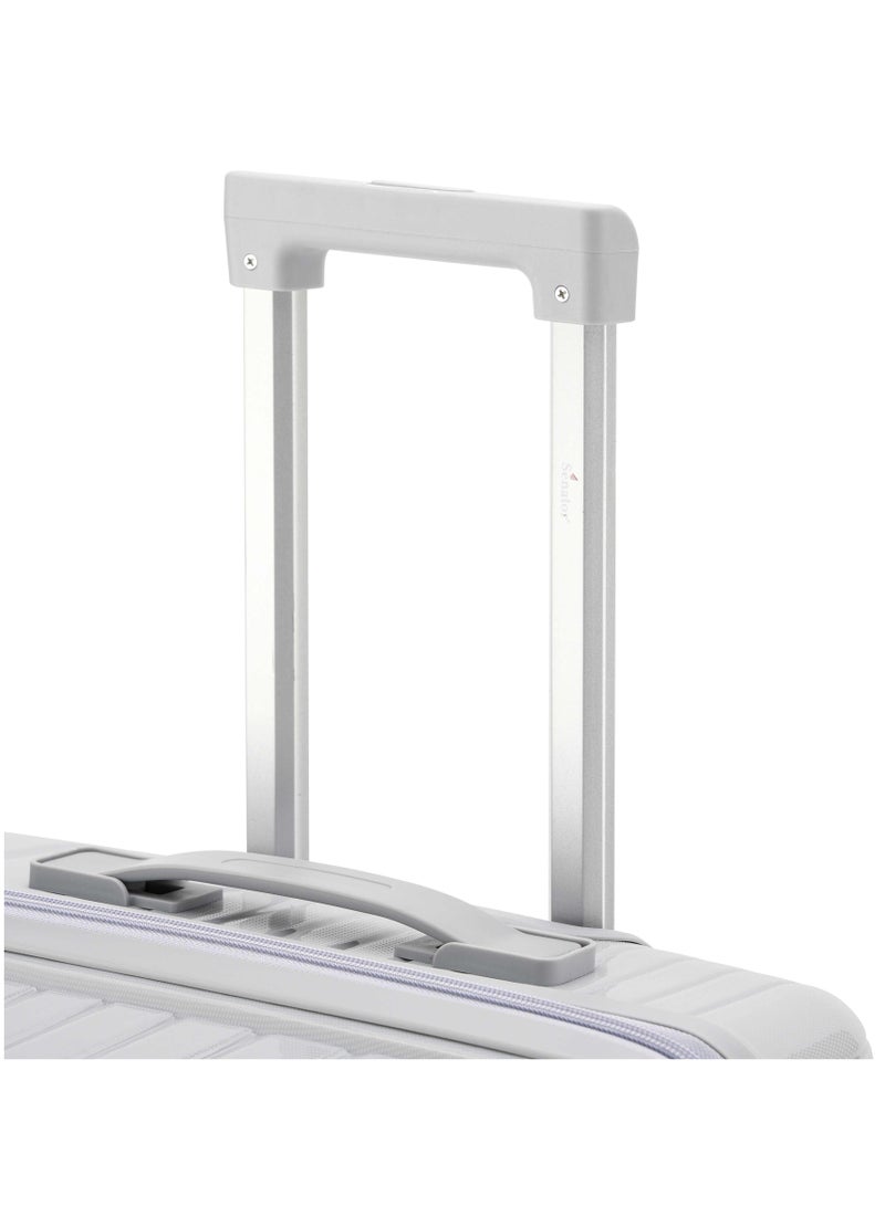 SENATOR Unisex Hard Case Medium Checked Luggage Lightweight PP Fashion Trolley Luggage with 360° Degree 4 Twin Wheel and Safe Zippers KH1010 Light Grey - Image 5