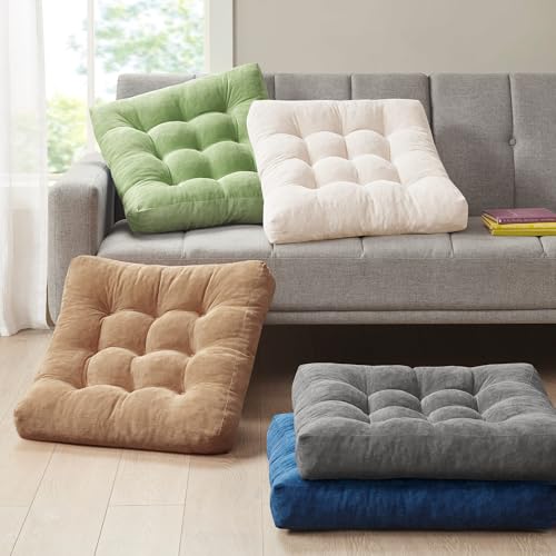 Degrees of Comfort Meditation Floor Pillow Set of 2, Square Large Pillows Seating for Adults, Tufted Corduroy Cushion for Balcony Outdoor Tatami Living Room, Beige, 22x22 Inch - Image 5