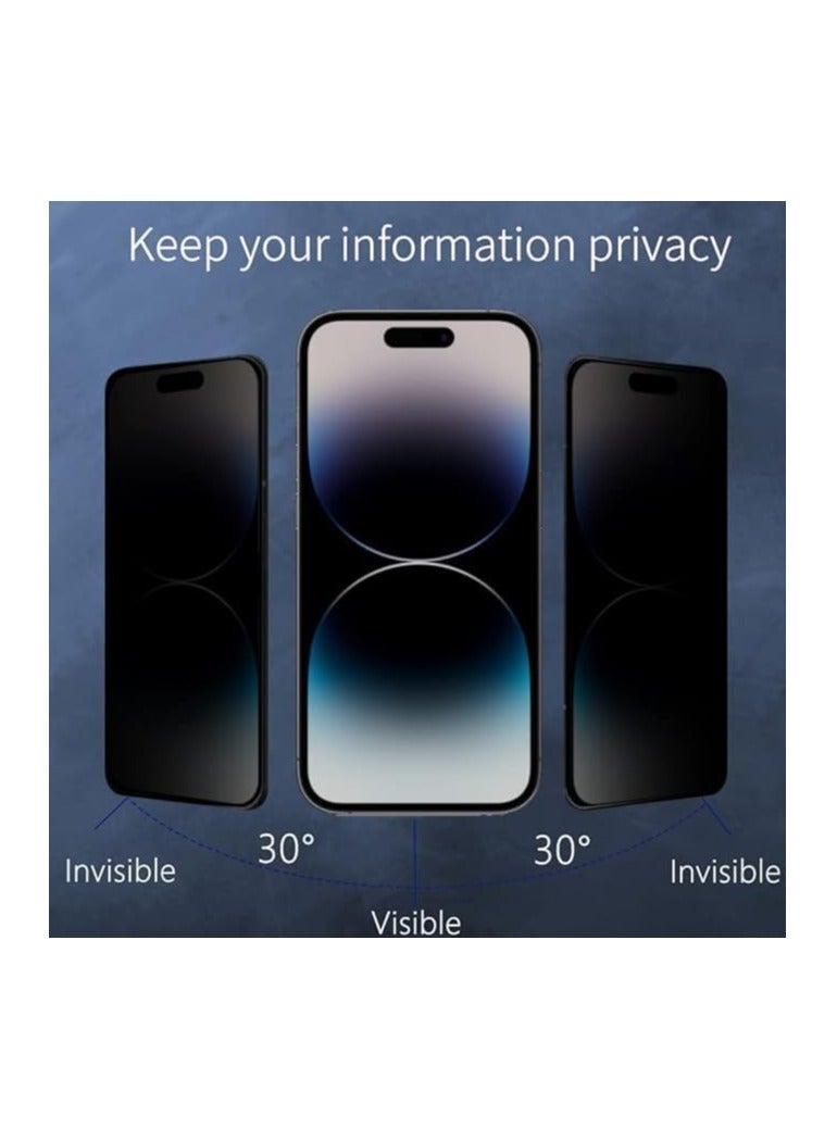 راكسوم واقي شاشة متوافق مع iPhone 15 Pro Max، مصنوع من زجاج مقوى مضاد للتجسس، صلابة 9H، مقاوم للخدوش، خالٍ من الفقاعات. - Image 4