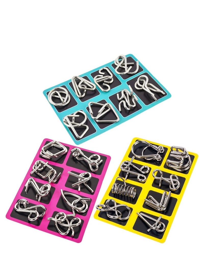 FengSVMA Metal Wire Puzzle Set of 24, Brain Teaser IQ Test, Logical Thinking Development Metal Link Unlock Interlock Toys, Chinese Ring Magic Trick Toy for Kids Adults Challenge  - Image 1