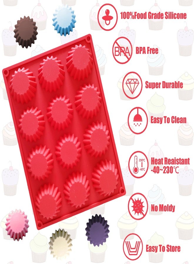 Ysqool Peanut Butter Cup Mold, 12 Cavity Non-Stick Silicone Candy Chocolate Mold for Bite Size Keto Fat Bombs, Dark Chocolate, Jello, Cordial and Brownie,Dishwasher Safe and Perfect for Baking, Red - Image 3