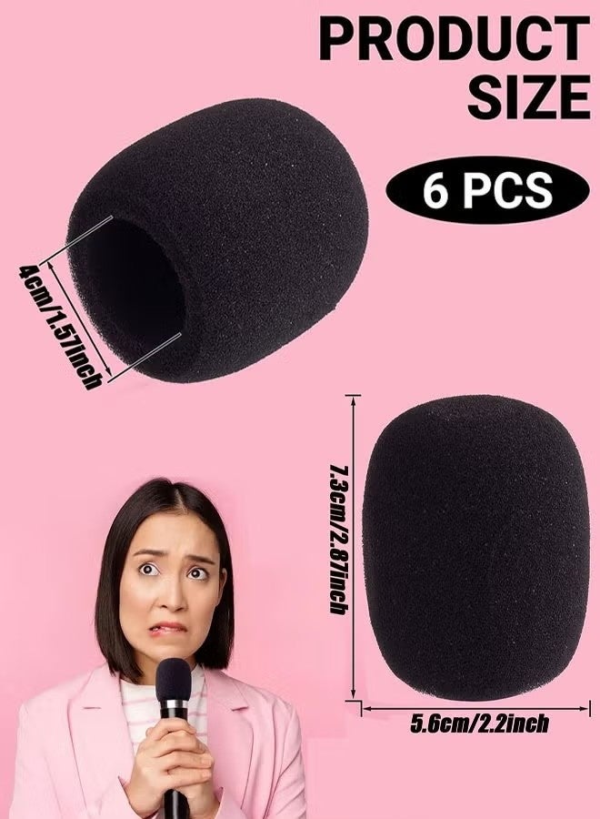Microphone Cover, 6 Pcs High Density Thickened Microphone Windscreens, Foam Mic covers for Most Standard Handheld Microphone (Black) - Image 4