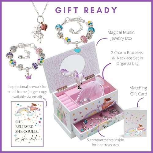 ABI + OLIE ABI OLIE Kids Musical Jewelry Box for Girls 812 Music Box for Girls Princess Castle Unicorn Theme - Image 5