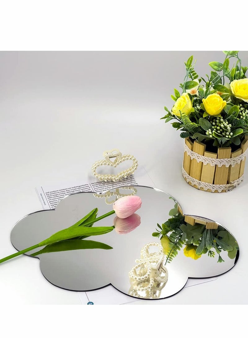 Irregular Mirror Decorative Desk Tabletop Acrylic Mirror With Wooden Wall-Mount Frameless Makeup Mirror Odd Shaped Mirror For Living Room Bedroom Entryway Bathroom Home Decor 9.8X13.8 Inches - Image 4