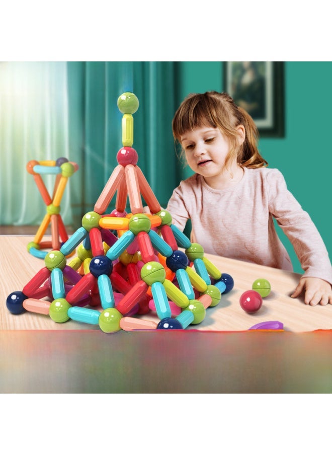 100-in-1 Magnetic Rods Building Blocks Set Educational Toys For Children Magnetic Puzzle Pieces Brain Teaser Toys-Color:Large Magnetic Bar -142 Piece Set [upgrade Strong Magnetic + 3C Certification + Storage Box]] - Image 2