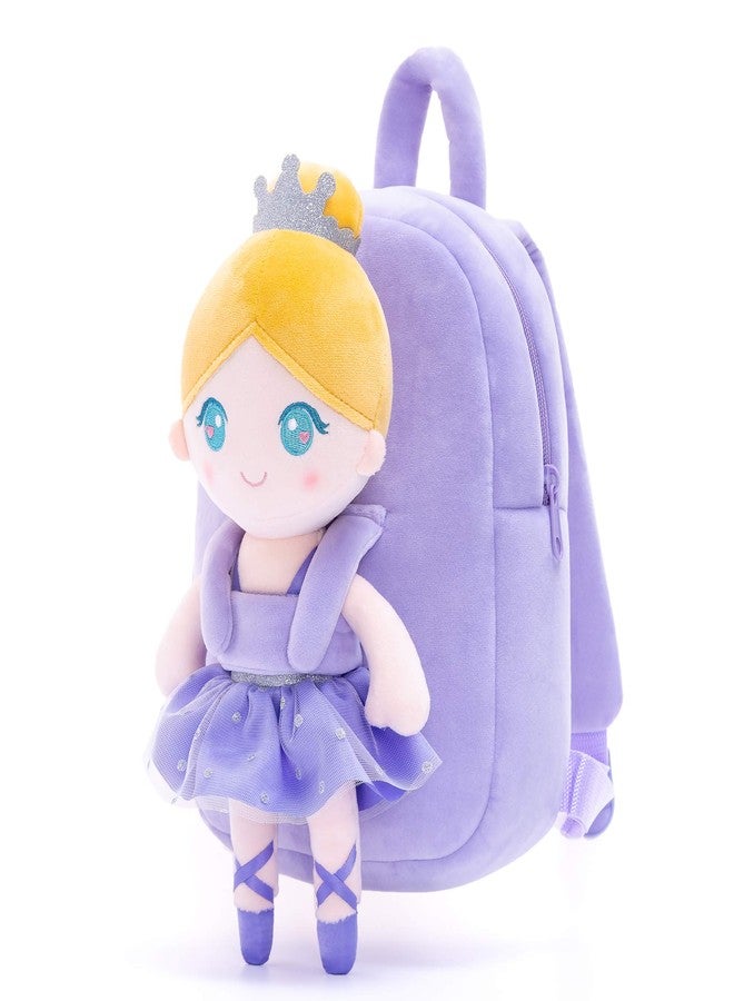 Gloveleya Toddler Backpack with Plush Ballerina Doll - Soft Kids Backpack for Girls, Purple Preschool Bag, Birthday & Holiday Gift, Ballet Party, Dance Class & Back-to-School Companion - Image 4