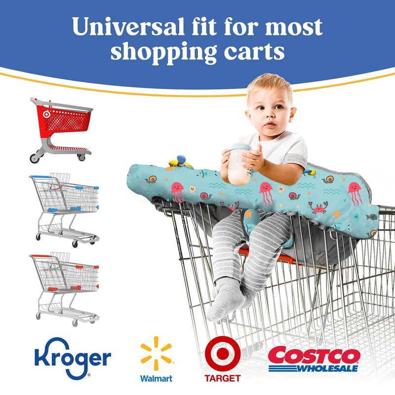 PILLANI Shopping Cart Cover for Baby, High Chair Cover for Restaurant Seat - Grocery Cart Cover for Baby Girl and Boy, Comfortable Cotton Buggy Covers for Babies - Padded Toddler Shopping Cart Cover - Image 4