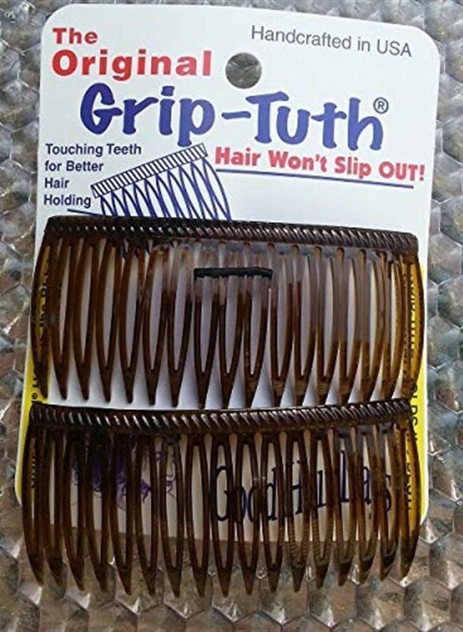 Good Hair Days Grip-Tuth Combs - Set Of 2 Hair Side Combs - Hair Combs For All Types Of Hair - Decorative & Hair Styling Women Accessories  (Shell, 3 ¼  ″ Wide) - Image 1