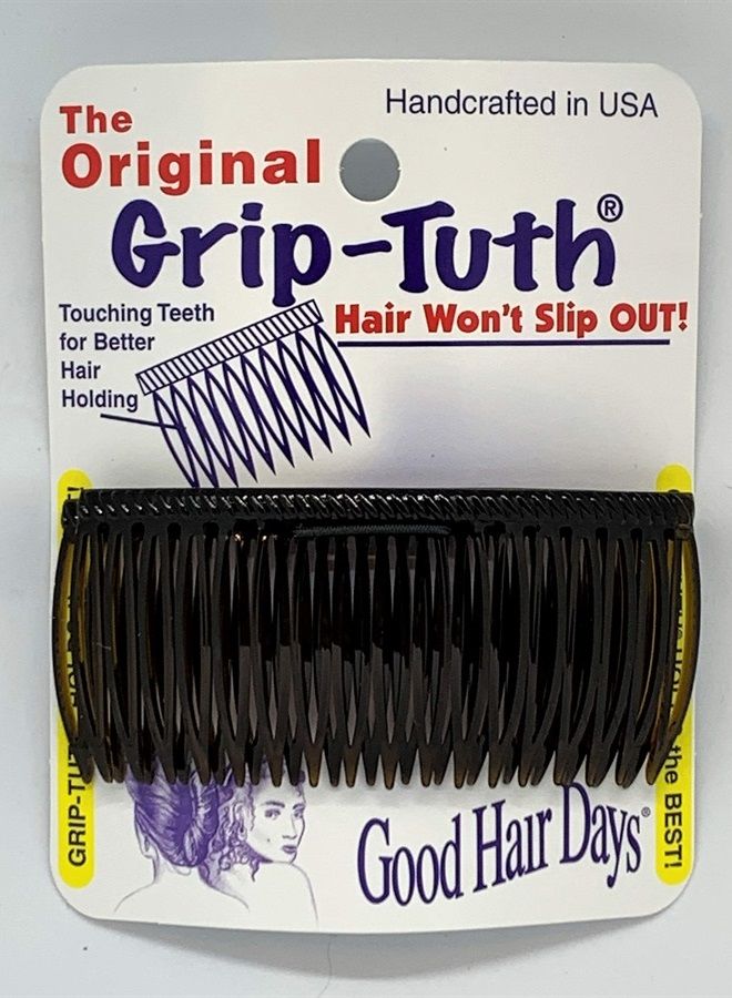Good Hair Days Grip-Tuth Combs - Set Of 2 Hair Side Combs - Hair Combs For All Types Of Hair - Decorative & Hair Styling Women Accessories  (Shell, 3 ¼  ″ Wide) - Image 2