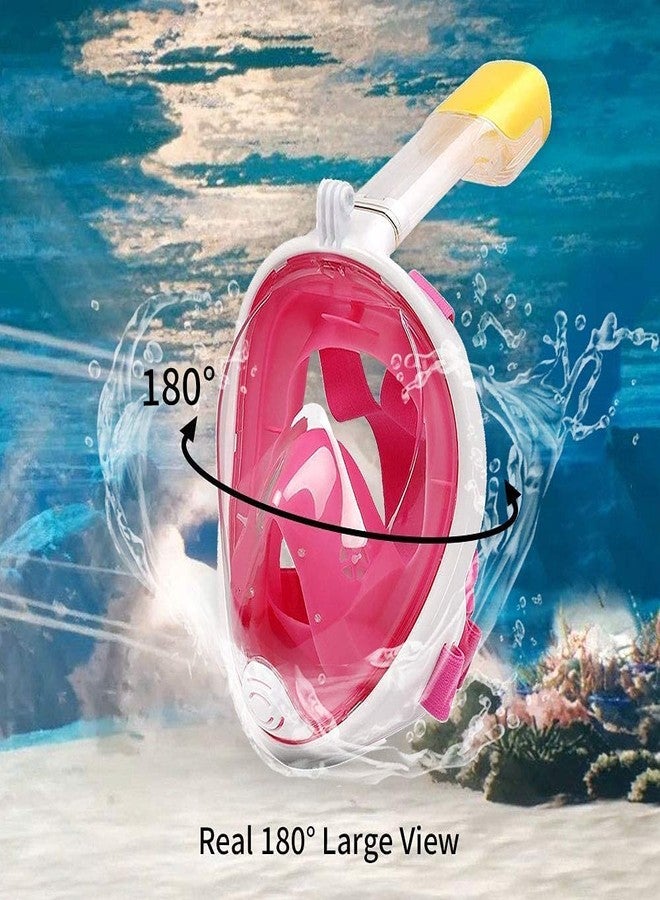 MUGATH Upgraded Full Face Snorkel Mask Lightweight Diving Mask Foldable 180° Panoramic View Anti-Fog & Leak-Proof, with Bag,Swimming Mask Kids Earplugs & Camera Mount Pink (Adults & Youth)(Pink L/XL) - Image 3