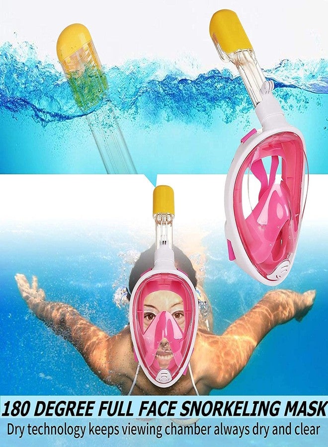 MUGATH Upgraded Full Face Snorkel Mask Lightweight Diving Mask Foldable 180° Panoramic View Anti-Fog & Leak-Proof, with Bag,Swimming Mask Kids Earplugs & Camera Mount Pink (Adults & Youth)(Pink L/XL) - Image 2