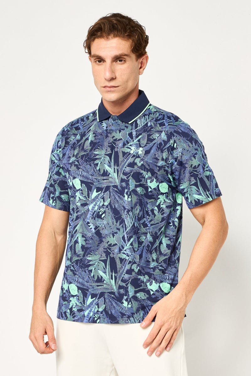 UNDER ARMOUR قميص بولو قصير الأكمام للرجال بتصميم فضفاض، متعدد الألوان - Image 1