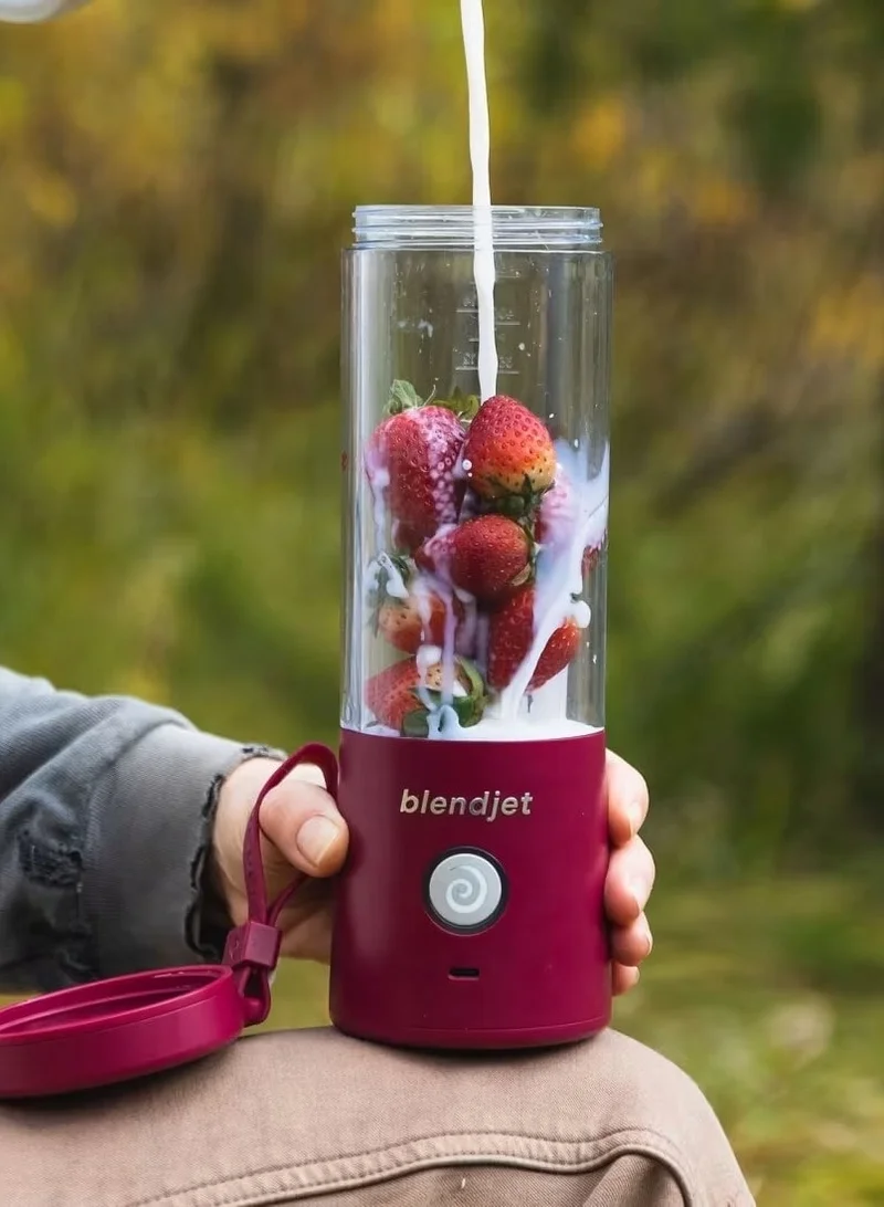 بليندجيت V2 Portable Blender Smoothie Maker, Personal Blender, Fruit Blender, Leak Proof Juicer, BPA-Free 475ml 200W Sports Bottle, USB-C Rechargeable, Ice Crusher with Stainless Steel Blades - Merlot