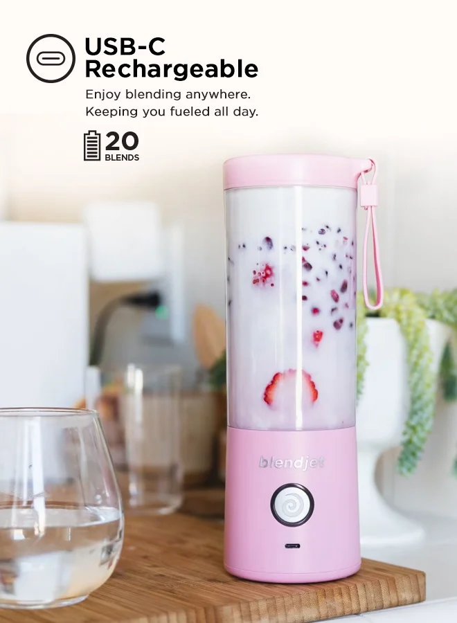 بليندجيت V2 Portable Blender Smoothie Maker, Personal Blender, Fruit Blender, Leak Proof Juicer, BPA-Free 475ml 200W Sports Bottle, USB-C Rechargeable, Ice Crusher with Stainless Steel Blades - Merlot