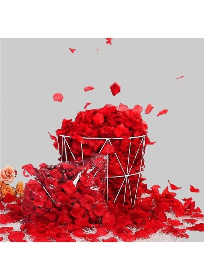 yongsheng 1000 Pcs Artficial Rose Petals Red-Artificial Fake Rose Petals for Wedding, Flower Petals, Romantic Night for Her/Him Set, Engagement, Flower Decorations, Event, Party, in Bulk（Red Rose Petals）  - Image 3