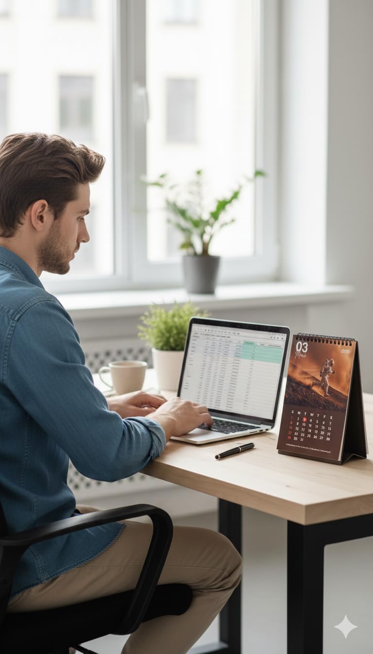 AccuPrints Space Theme Desk Calendar 2026 | Spiral Bound Standing Table Calendar | 5.5 x 8.5 Inch (14 x 22 cm) | Monthly Desktop Calendar for Office, Home & Gifting - Image 3