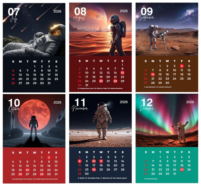 AccuPrints Space Theme Desk Calendar 2026 | Spiral Bound Standing Table Calendar | 5.5 x 8.5 Inch (14 x 22 cm) | Monthly Desktop Calendar for Office, Home & Gifting - Image 5