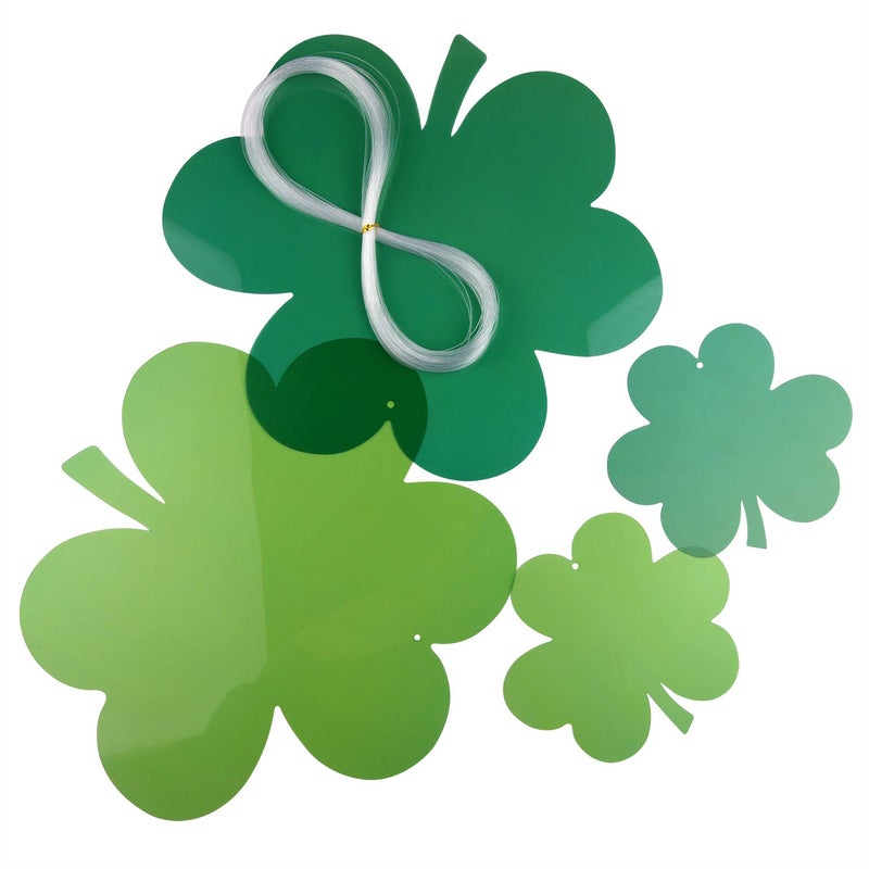 TUPARKA 20 PCS ST. Patrick's Day Lawn Decorations Shamrocks Hanging Decoration Green Hanging Shamrocks - Image 4