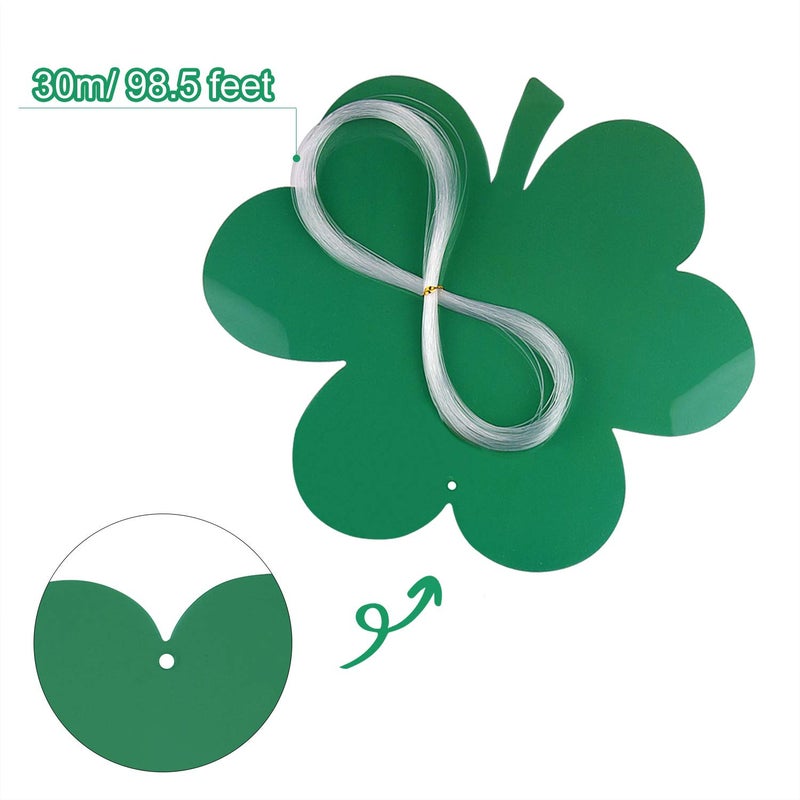 TUPARKA 20 PCS ST. Patrick's Day Lawn Decorations Shamrocks Hanging Decoration Green Hanging Shamrocks - Image 5