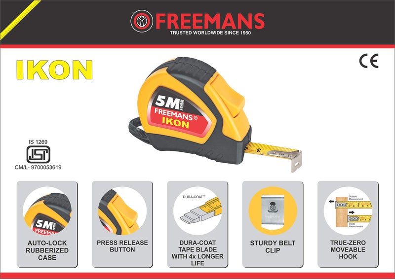 FREEMANS IKON 5m:19mm and 7.5m:25mm Measuring Tape (2 PACK) - Image 3