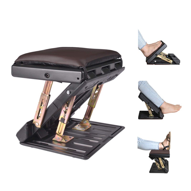Adjustable Foot Rest for Under Desk at Work Comfortable Footrest with 4Level Height Adjustment Ergonomic Leg Rest for Office Gaming Chair Brown Foot Stool with Removable Soft Pad