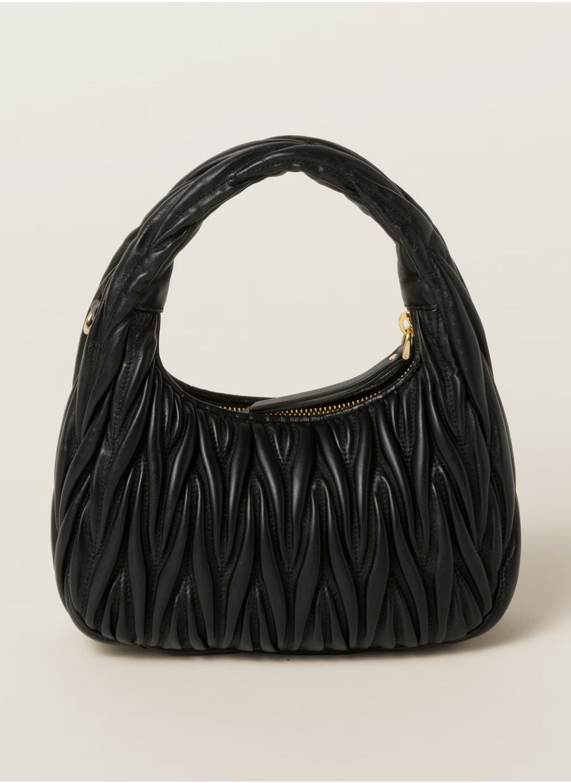 Miu Miu MIU Wander Matelassé Nappa Leather Hobo Bag, Women's Tote Bag, Womens Cross-Body Bag, Women's Hand Bag, Women's Shoulder Bag, Women's Travel Bag, Black  - Image 4
