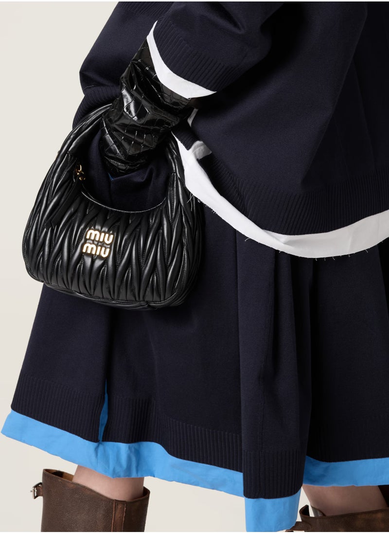 Miu Miu MIU Wander Matelassé Nappa Leather Hobo Bag, Women's Tote Bag, Womens Cross-Body Bag, Women's Hand Bag, Women's Shoulder Bag, Women's Travel Bag, Black  - Image 5