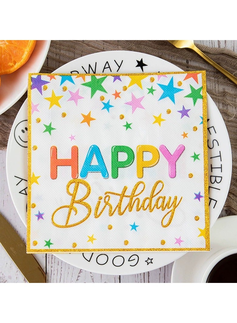 100pcs Color Napkins Decor Printing Napkin Printed Napkins Happy Birthday Napkin Wedding Decoration Tea Party Decorations Disposable Tissue - Image 1