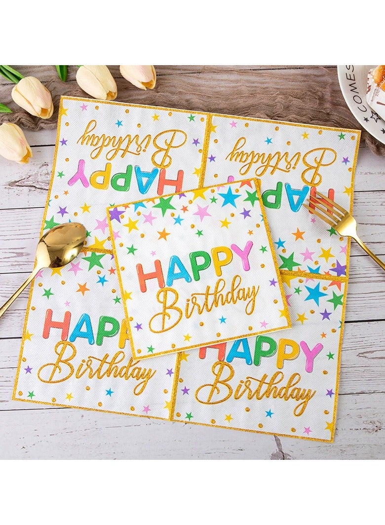 100pcs Color Napkins Decor Printing Napkin Printed Napkins Happy Birthday Napkin Wedding Decoration Tea Party Decorations Disposable Tissue - Image 2