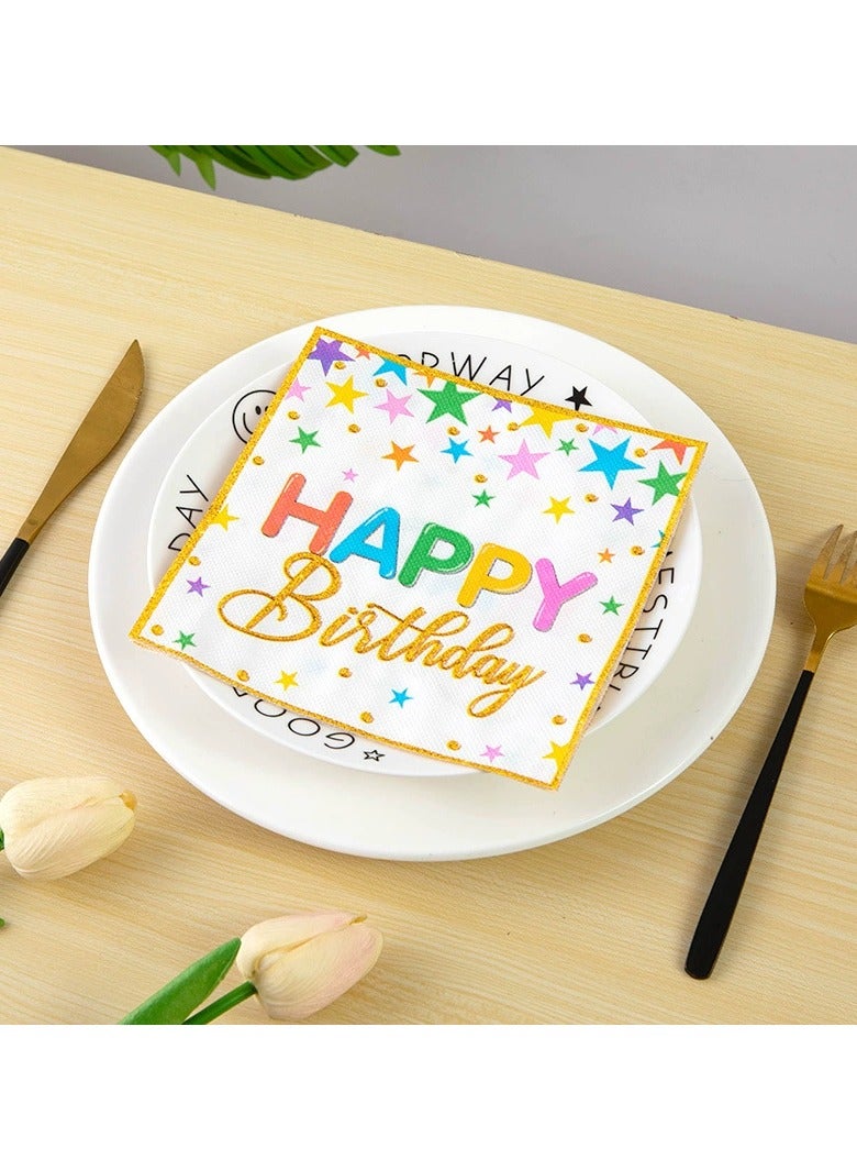 100pcs Color Napkins Decor Printing Napkin Printed Napkins Happy Birthday Napkin Wedding Decoration Tea Party Decorations Disposable Tissue - Image 3