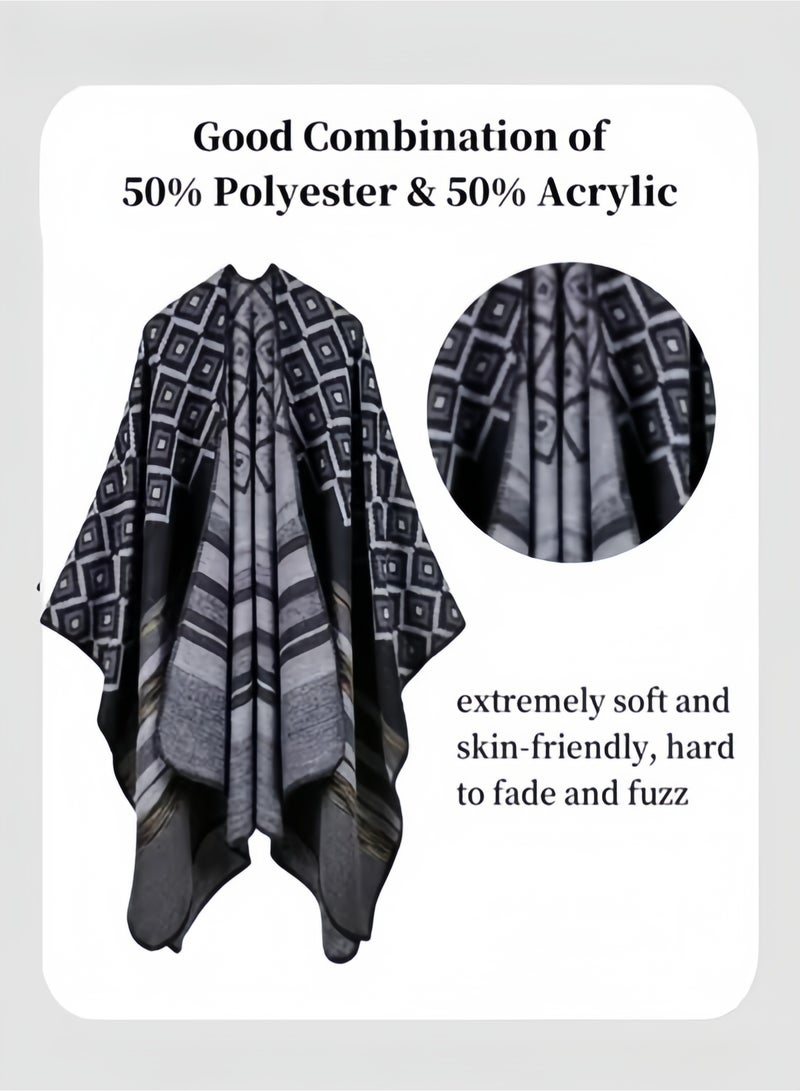 هالامودو شالات نسائية من الكشمير المحبوك مع شرابات بوهيمية وكارديجان طويل من الباشمينا وفتحة أمامية وعباءة كبيرة الحجم في الخريف والشتاء - Image 5