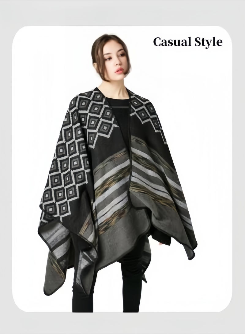 هالامودو شالات نسائية من الكشمير المحبوك مع شرابات بوهيمية وكارديجان طويل من الباشمينا وفتحة أمامية وعباءة كبيرة الحجم في الخريف والشتاء - Image 4