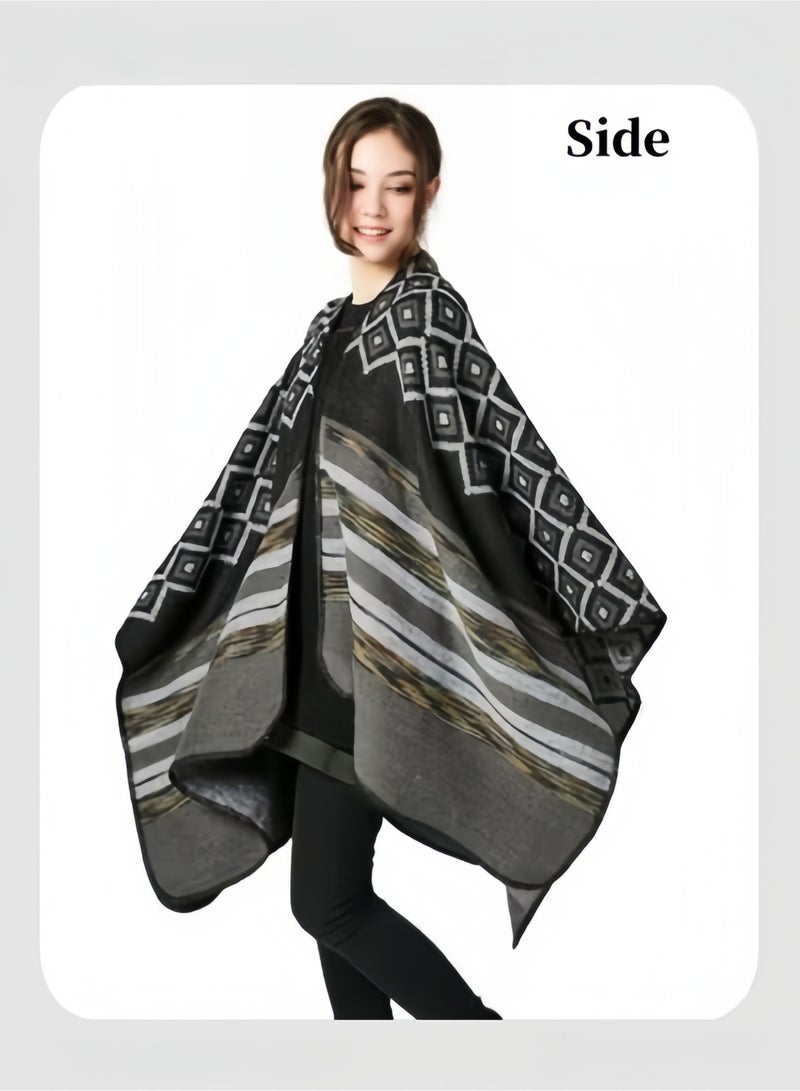 هالامودو شالات نسائية من الكشمير المحبوك مع شرابات بوهيمية وكارديجان طويل من الباشمينا وفتحة أمامية وعباءة كبيرة الحجم في الخريف والشتاء - Image 3