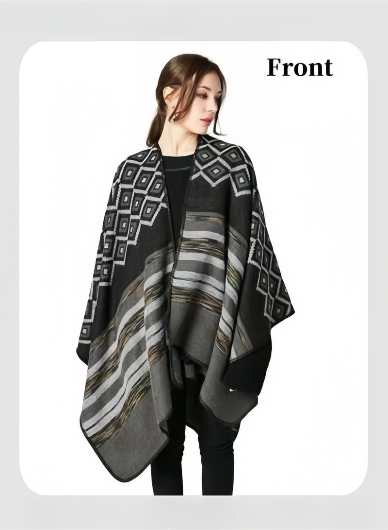 هالامودو شالات نسائية من الكشمير المحبوك مع شرابات بوهيمية وكارديجان طويل من الباشمينا وفتحة أمامية وعباءة كبيرة الحجم في الخريف والشتاء - Image 2