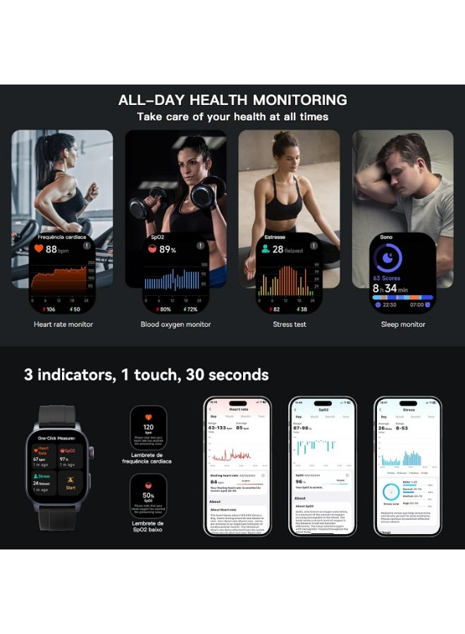 Kieslect Smart Watch Black, 2.1" AMOLED HD, GPS, Bluetooth Call & Text, 150 Sport Modes, 5ATM Waterproof, Smart Watches for Men Women Android iOS(Ks 3) - Image 2