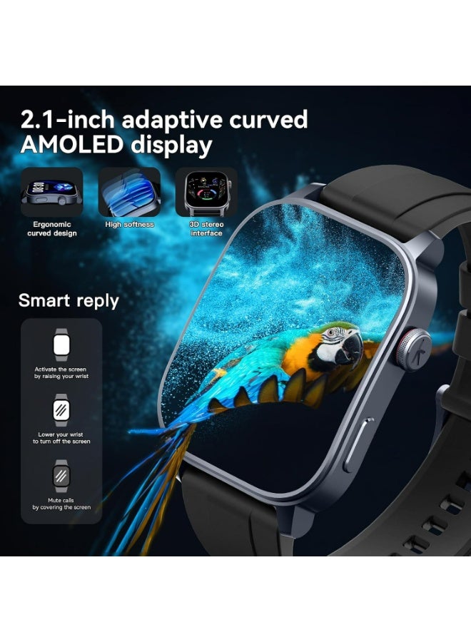 Kieslect Smart Watch Black, 2.1" AMOLED HD, GPS, Bluetooth Call & Text, 150 Sport Modes, 5ATM Waterproof, Smart Watches for Men Women Android iOS(Ks 3) - Image 4