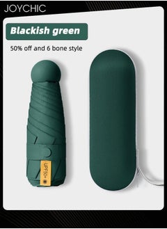 Joychic Women Small UV Protection Folding Capsule Umbrella Summer Sun-Proof Travel Pocket Umbrella Green  - Image 1