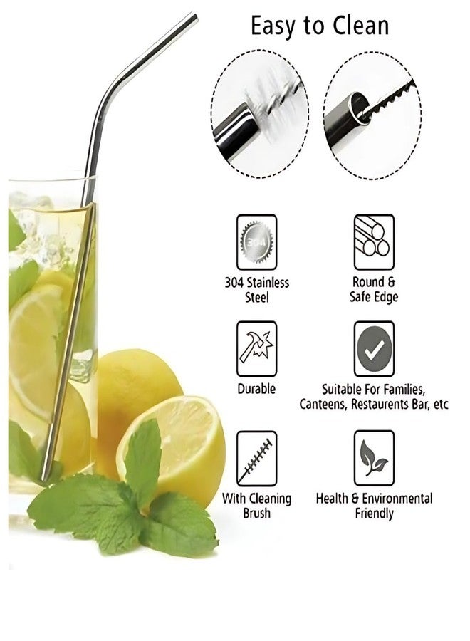 Havanish Reusable Stainless Steel Drinking Straws with Cleaning Brushes - 8.5 Inches, BPA-Free, Durable Metal, Thick and Long (Set of 4 Bent Straws, 4 Straight Straws, 2 Cleaning Brush) - Image 3