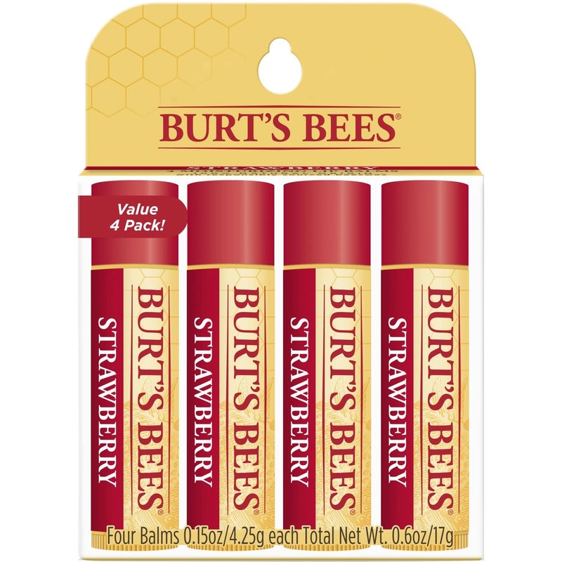 Burt's Bees Burts Bees 100 Natural Moisturizing Lip Balm Strawberry with Beeswax  Fruit Extracts  4 Tubes