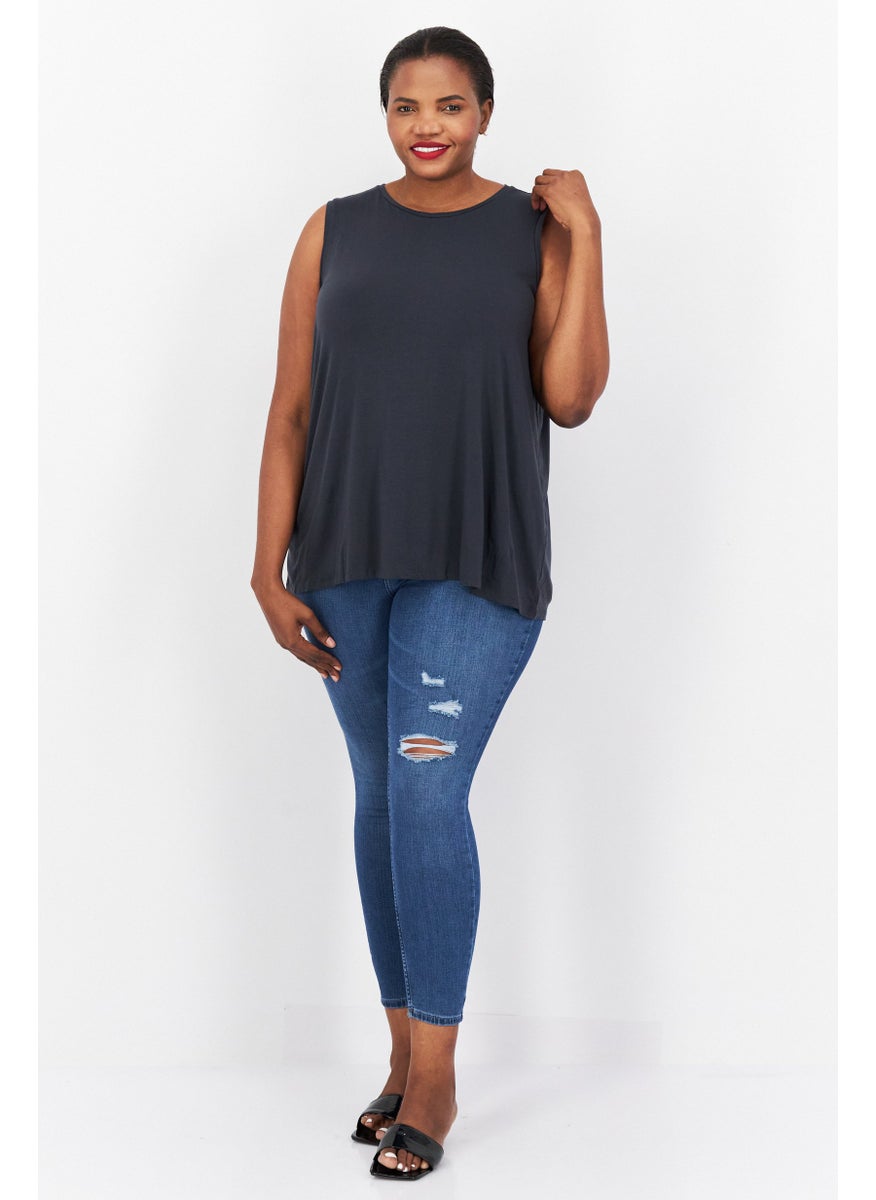 Women Plus Size Crew Neck Sleeveless Plain Top, Grey - pzsku/ZDED96DDA150736FF72CBZ/45/_/1724351245/3ff9e783-3cd8-42ab-bbdb-937a71adc890