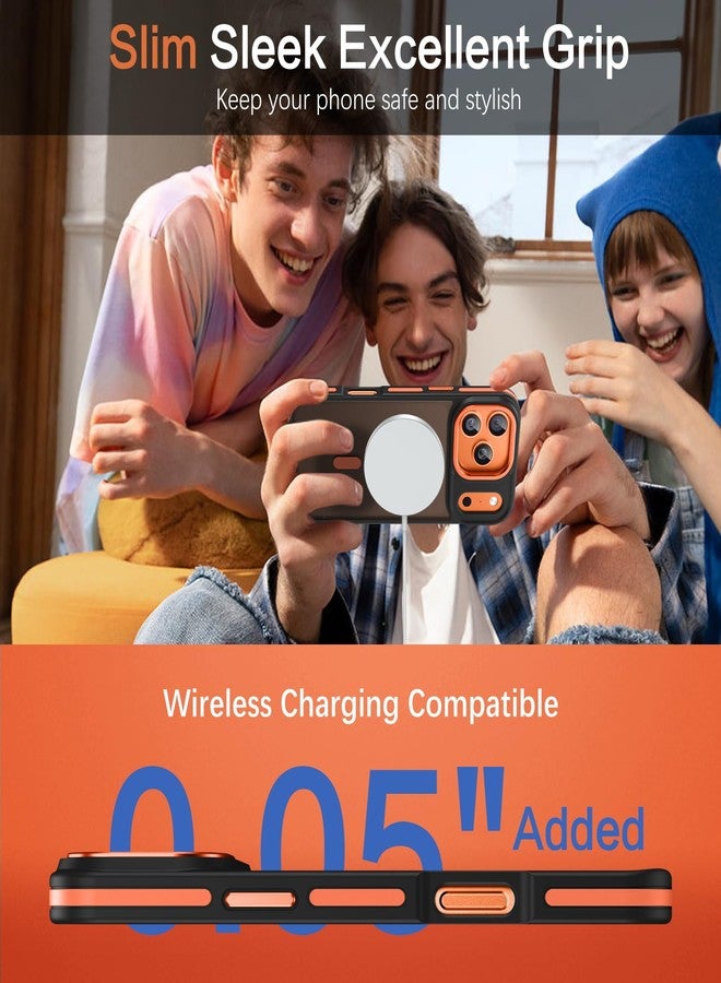 بنتوبين جراب BENTOBEN المغناطيسي لهاتف iPhone 17 Pro Max 2025 [متوافق مع Magsafe] [حماية فائقة] جراب هاتف غير لامع للرجال والنساء، مضاد للانزلاق ومقاوم للصدمات، مناسب لهاتف iPhone 17 Pro Max مقاس 6.9 بوصة، لون برتقالي كوني/أسود - Image 5