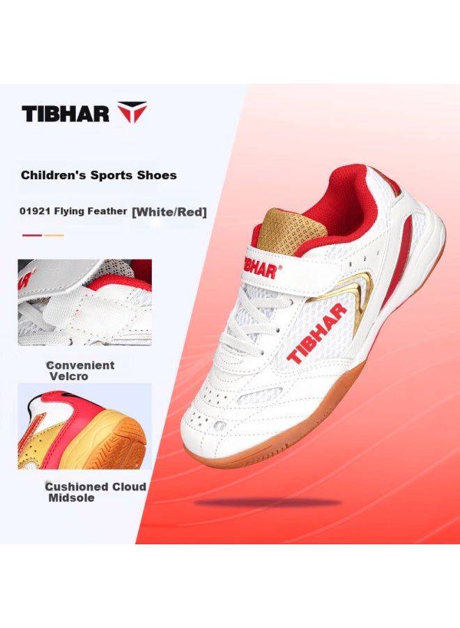 Tibhar Kids Table Tennis Shoes Boys Girls Non-slip Breathable Training Sports Shoes 01921 White/red Size 35 - Image 3