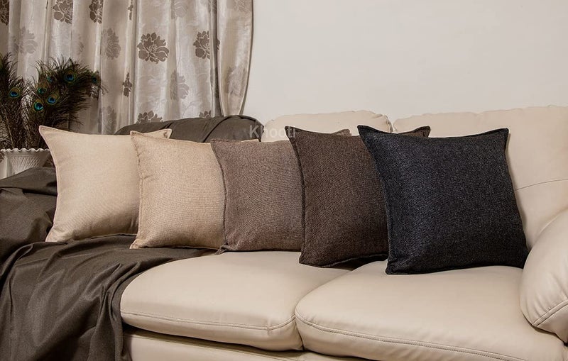 Khooti Decorative Jute Square Cushion Cover Throw pillow cover for Living Room Couch Diwan single seater Sofa , Colourful Modern Small 20 x 20 Inches / 50 x 50 cm (Colour - Natural Linen)(Set of 1 piece) C2 - Image 5