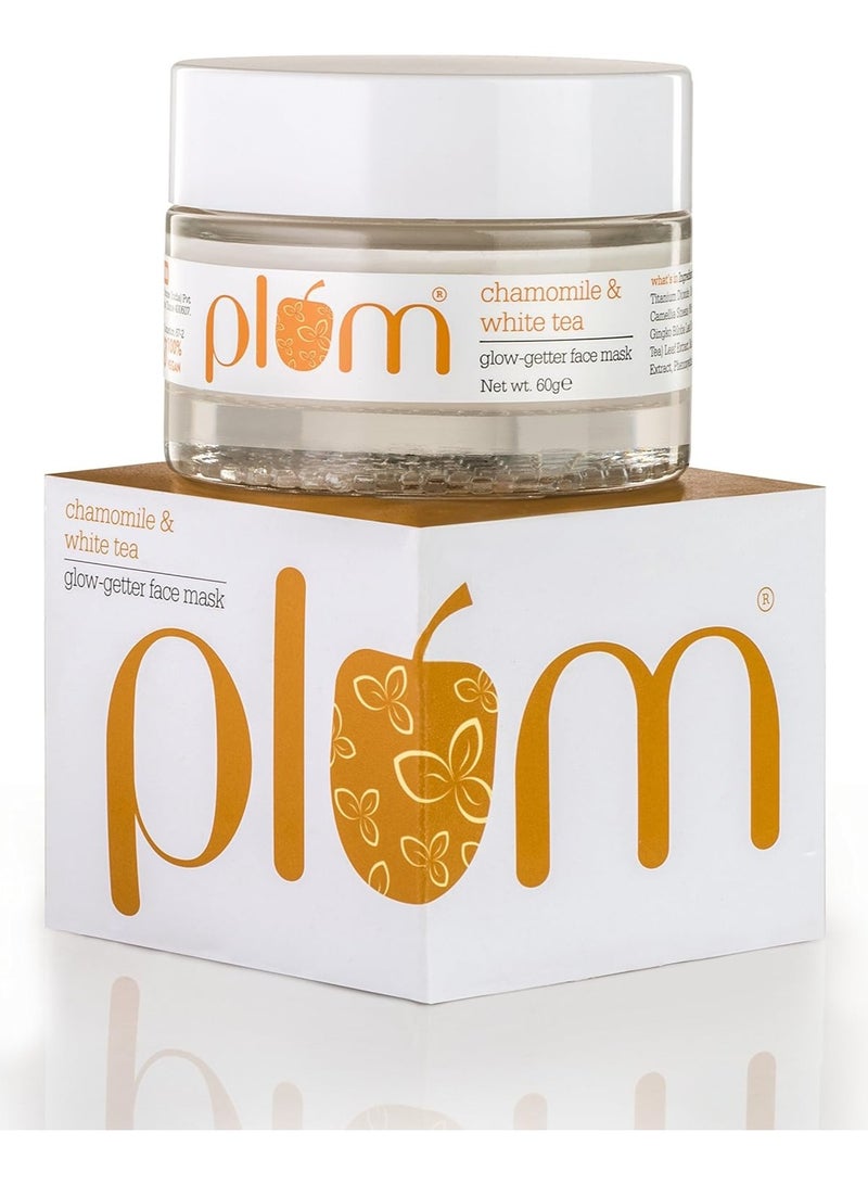 Plum Face Mask Chamomile & White Tea Glow-Getter Face Mask De-tanning Clay Mask For Normal Combination Skin 100% Vegan Cruelty Free 60g - Image 1